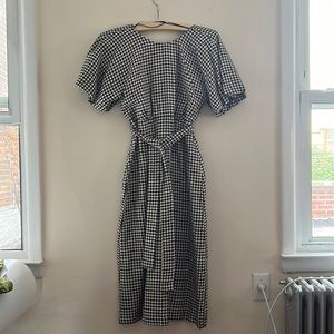 Zara, medium, houndstooth belted dress, new